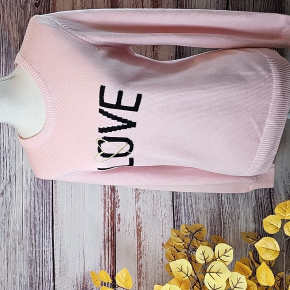 Victoria's Secret Sweaters - VICTORIA'S SECRET PINK LOVE KNIT LONG SLEEVE CREW NECK PULLOVER SWEATER